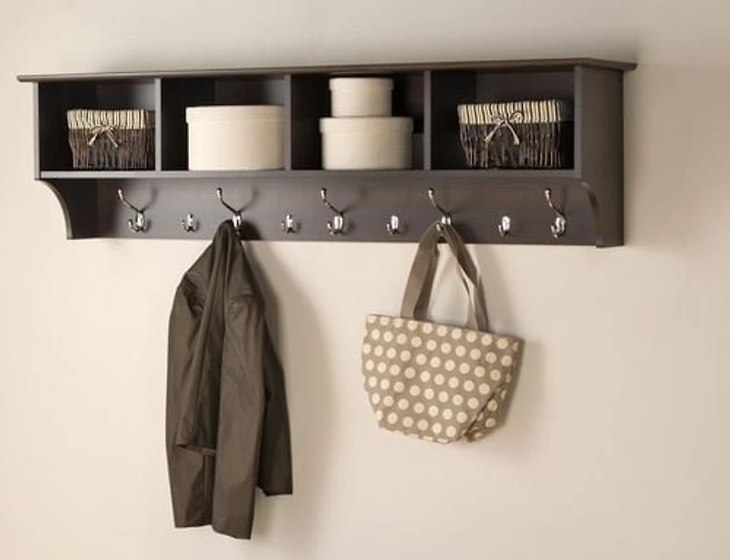 Prepac Manufactured Wood 60 in. Wide Hanging Entryway Shelf