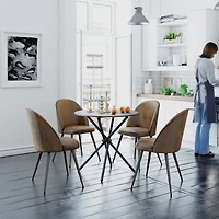 Homy Casa 2-Pack Brown Faux Suede Upholstered Dining Chairs with High Back Armless