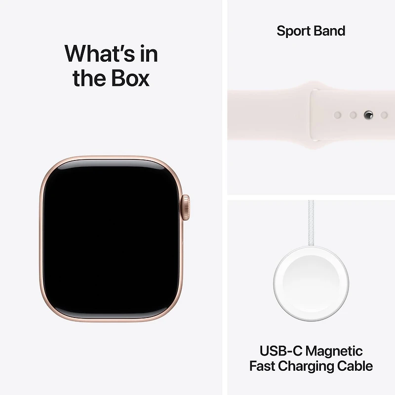 Apple Watch Series 10 GPS 46mm avec boîtier en aluminium rose doré et bracelet sport rose pâle - M/G