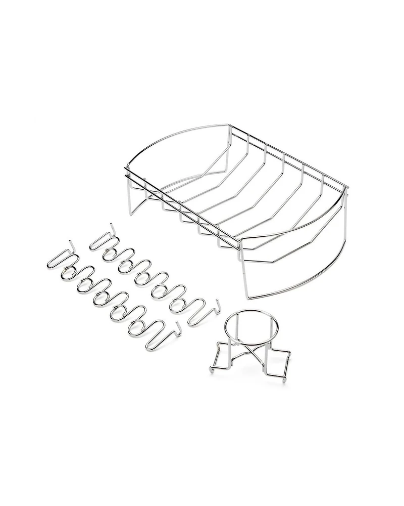 4-en-1 BBQ Basket - 14.5" x 9.5" Panier, Wing Rack Fits 12 Drumsticks, Rib Rack Fits 6 Racks, Détachable Can Holder