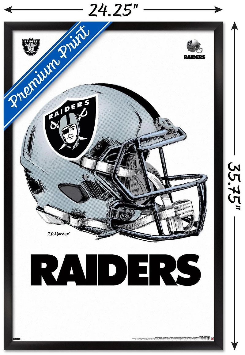 NFL Las Vegas Raiders - Drip Helmet 20 Wall Poster, 22.375" x 34" Framed