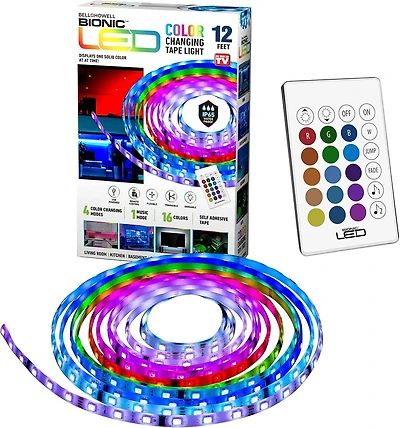 Lumière à ruban DEL Bell + Howell 10 po à changement de couleur pour chambre à coucher, 16 couleurs et 4 modes, avec télécommande Lumières LED