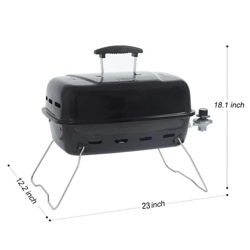 Backyard Grill 17.5” 10,000 BTU Portable Table Top Gas Grill, Black, GBT2014W-C