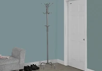 Monarch Specialties Coat Rack, Hall Tree, Free Standing, 12 Hooks, Entryway, 70"h, Bedroom, Metal, Grey, Contemporary, Modern