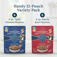 Blue Buffalo Tempting Toppers Assortiment de Nourriture Humide Naturelle pour Chiens, Poulet et Bœuf BLUE Tempting Toppers Bf/Plet, 12ct Variety Pack