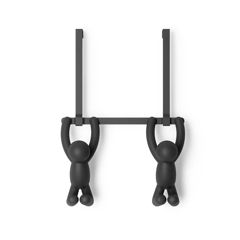 BUDDY HOOK - Patère murale ou dessus de porte avec 2 crochets, métal et plastique noir