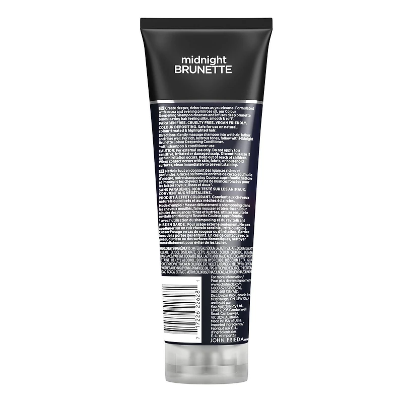 John Frieda Midnight Brunette Colour Deepening Shampoo, for Soft Rich Hair, 250 mL
