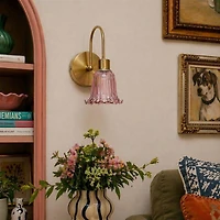 Beautiful Pink Flower Petal LED Rechargeable Wall Sconce by Drew Barrymore