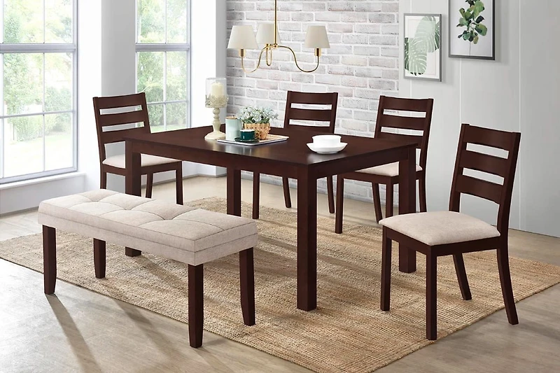 Aerys Terry Solid wood Dining Bench in Cappuccino