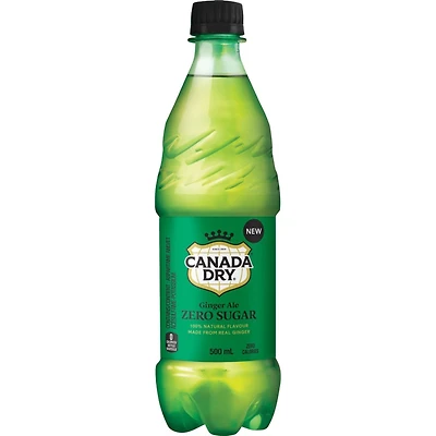 Canada Dry Zero Sugar Ginger Ale Bottle, 500 mL, 500ML