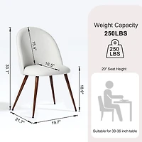 Lot de 2 chaises de salle à manger Homy Casa sans accoudoirs avec dossier incurvé et rembourré, tissu beige