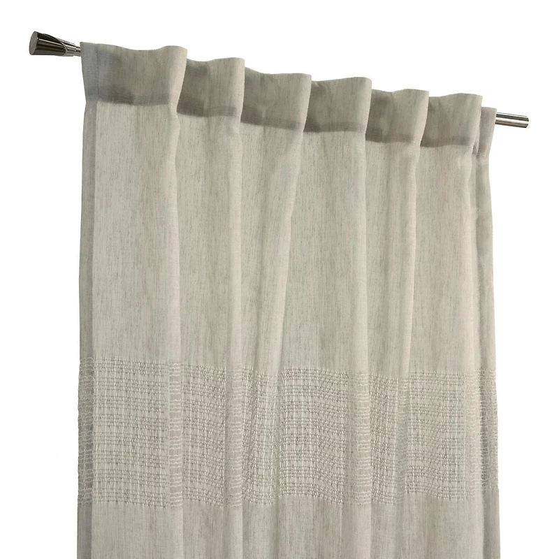 Loft Living Leah, filtrant la lumière panneau de rideau texturé à languettes arrières 52" x 95", lin