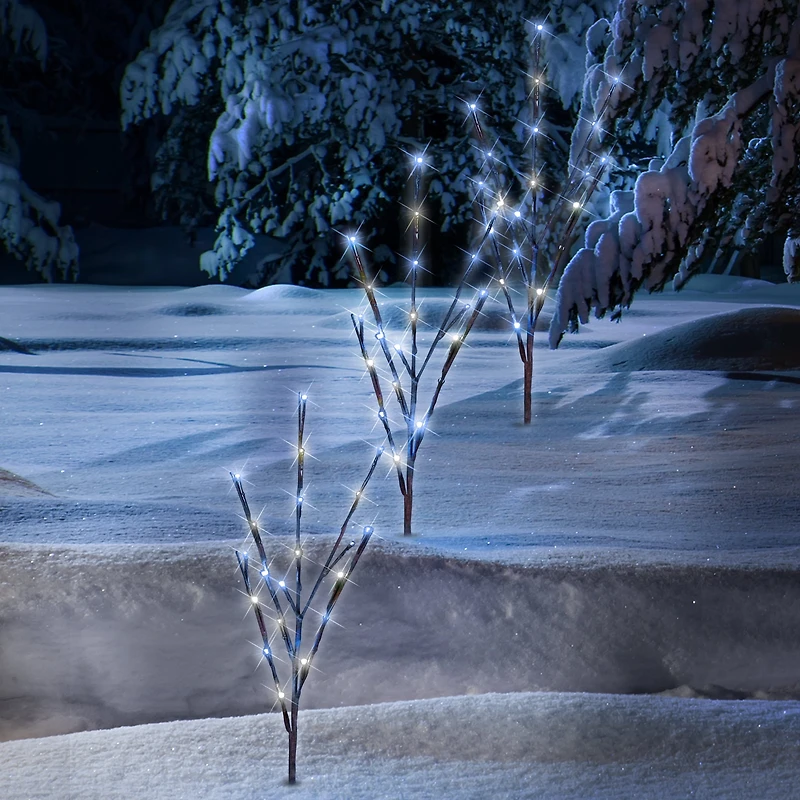 Holiday Time Lot de 3 Piquets Lumineux Scintillants, Bleu/ Blanc Froid