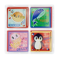 Assorted Valentines Kiddie Cards, 12 count with Envelopes (Blowfish, Whale, JellyFish, Penguin)