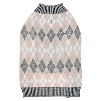 KNIT DOG SWEATER - PINK ARGYLE DESIGN