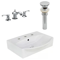in. W Above Counter White Bathroom Vessel Sink Set For 3H8-in. Center Faucet AI