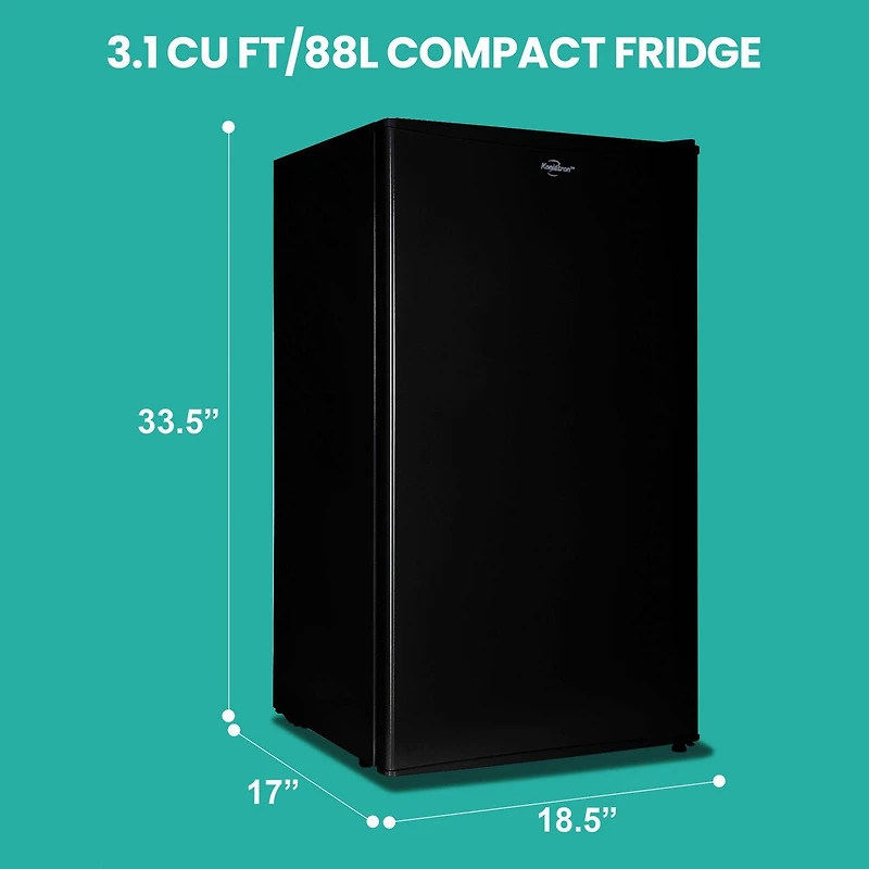 Koolatron Réfrigérateur compact de 3,2 pi³ avec congélateur, mini-réfrigérateur noir élégant pour la cuisine et le bureau