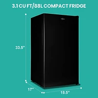 Koolatron Réfrigérateur compact de 3,2 pi³ avec congélateur, mini-réfrigérateur noir élégant pour la cuisine et le bureau