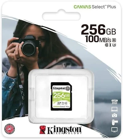 Kingston 256GB SDXC Canvas Select Plus 100R C10 UHS-I U3 V30 (SDS2/256GBCR)
