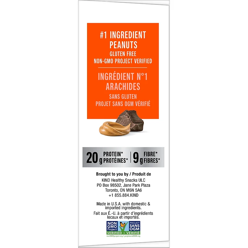 KIND PROTEIN+ Peanuts & Dark Chocolate, 62 g, 4 Bars