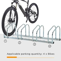 HOMCOM 5-Bike Bicycle Floor Parking Rack Cycling Storage Stand Silver