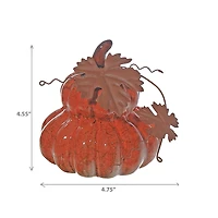 Décor De Citrouilles Empilées En Porcelaine (Orange) - Lot De 2