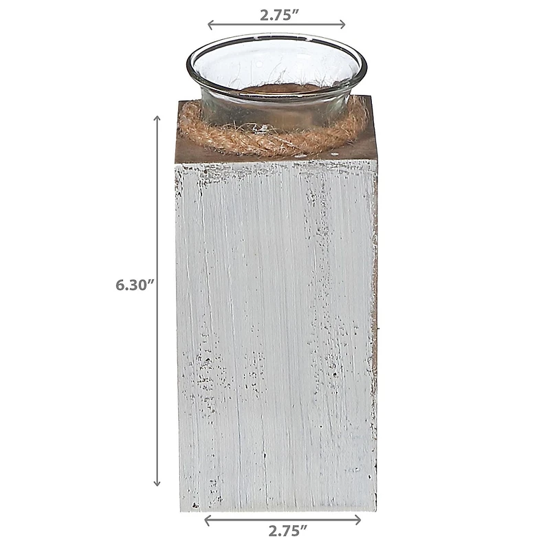 IH Casa Decor White Woodonen Doalight Bandle Avec Corde 6,30"