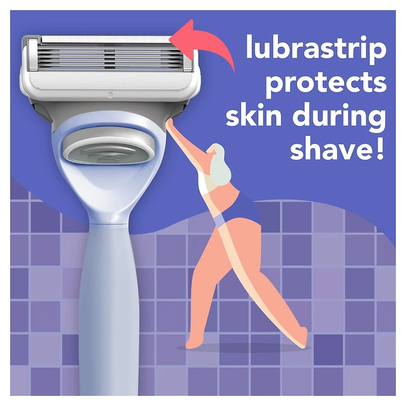 joy lavender razor for women, shave kit with 1 handle + 2 razor blade refills