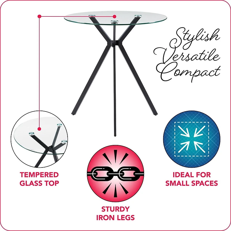Ensemble de salle à manger d'intérieur compact et contemporain Eliana, 5 pièces, en verre, avec 4 chaises rembourrées en velours