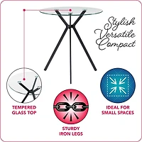 Ensemble de salle à manger d'intérieur compact et contemporain Eliana, 5 pièces, en verre, avec 4 chaises rembourrées en velours