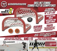 Ensemble de filets de compétence Warrior - 2 filets, 1 rondelle de hockey sur glace et 2 balles de hockey de rue