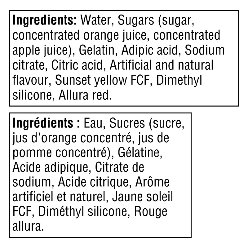 Goûters À La Gelée Réfrigéré À Saveur D'Orange, Paquet De 4 Coupes x 96g