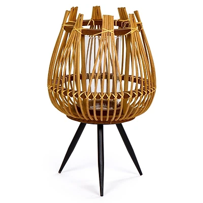 Truu Design Decorative Bamboo Floor Candle Holder with Legs