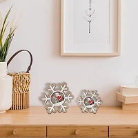 Ensemble De 2 Flocons De Neige Et Père Noël En Bois À Led