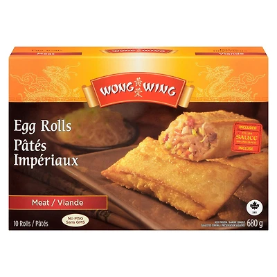 Wong Wing Meat Egg Rolls, 10 Meat Egg Rolls with sauce