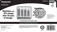Panasonic Eneloop Piles rechargeables pré-chargées AAA 2100 cycles Ni-MH, (paquet de 12)