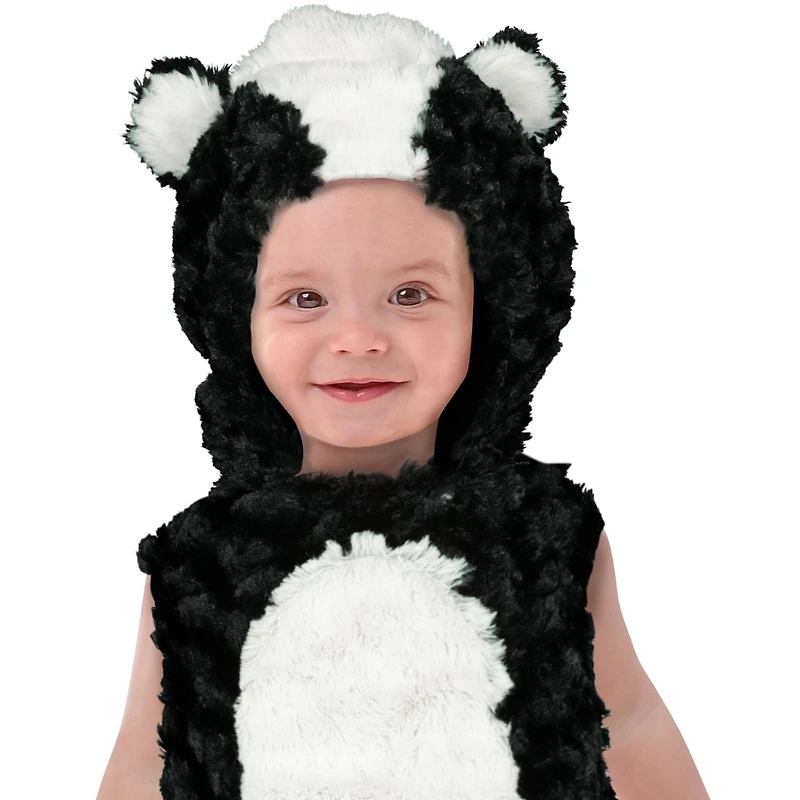 Costume de p’tite mouffette puante peluche pour bébé 6-12 mois.