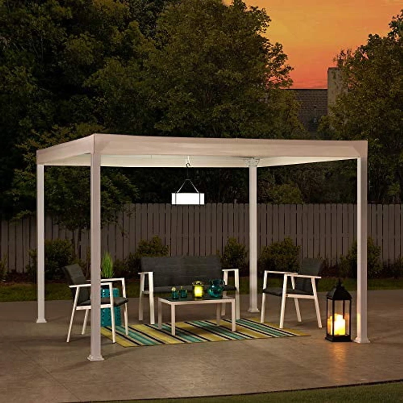 Sunjoy Pergola moderne en acier 10 x 10 pi avec auvent , blanc