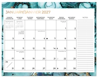 Calendrier familial 2027 Mead® Marbel Fashion en papier, 17 po x 13 po
