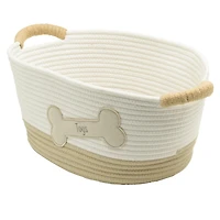 Panier de rangement en corde de coton, thème animal de compagnie avec image de jouets en forme d'os de chien