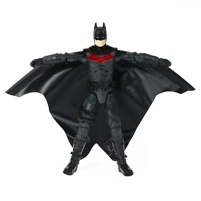 DC Comics, Figurine articulée Wingsuit Batman de 30,5 cm avec effets lumineux et répliques, ailes rétractables, Jouets pour enfants à collectionner du film Batman pour garçons et filles à partir de 3