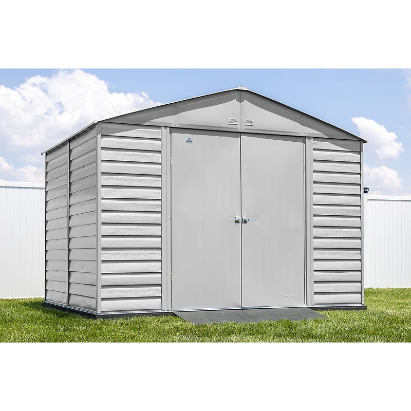 Arrow Select 10 x 8 x 8 ft Flute Grey Steel Storage Shed