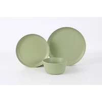 Gibson Fairhope 12 Piece Melamine Dinnerware Set, Matte Green