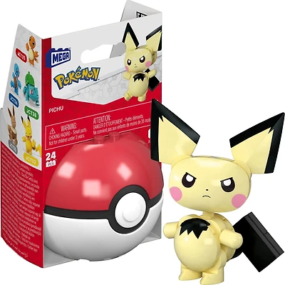 MEGA Pokémon Figurine articulée Pichu, Pokéball (24 pièces)