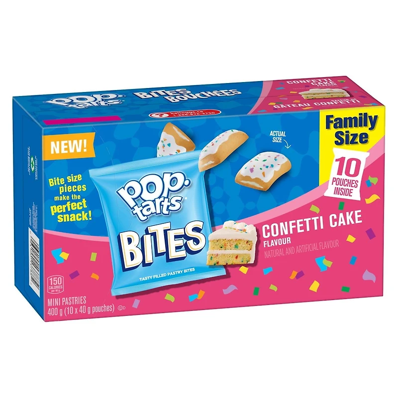 Kellogg's Pop-Tarts Bites Mini Pastries Confetti Cake Flavour Family Size Box of 10 Pouches