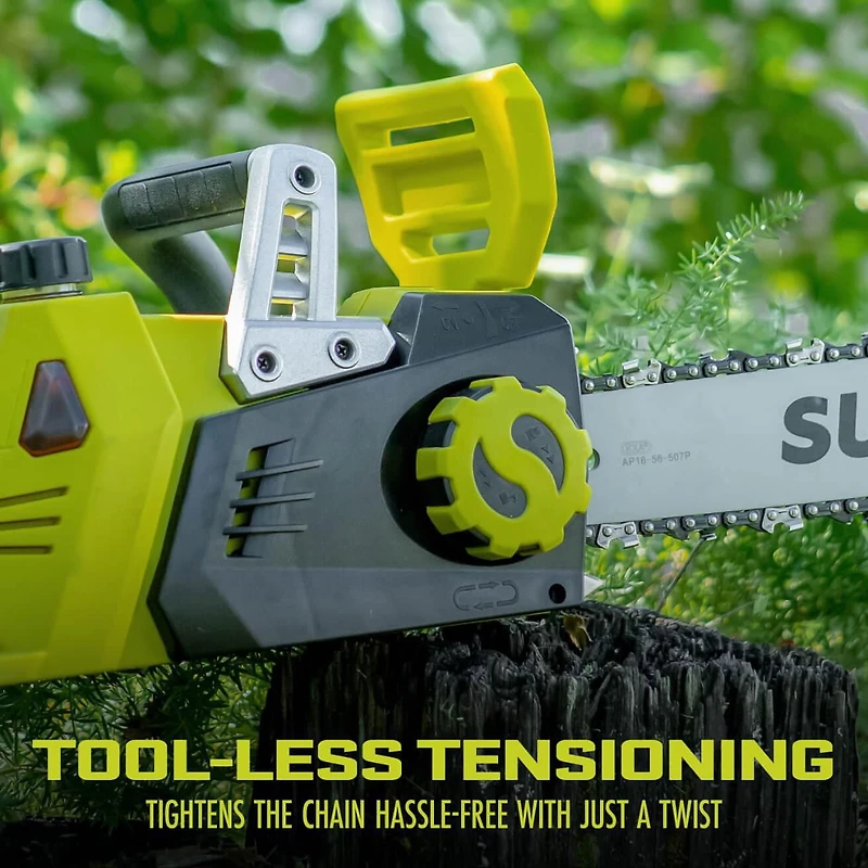 Sun Joe 24V-X2-CS16 48-Volt iON+ Cordless Chain Saw Kit, 16-Inch, W/ 2 x 2.0-Ah Batteries and Charger