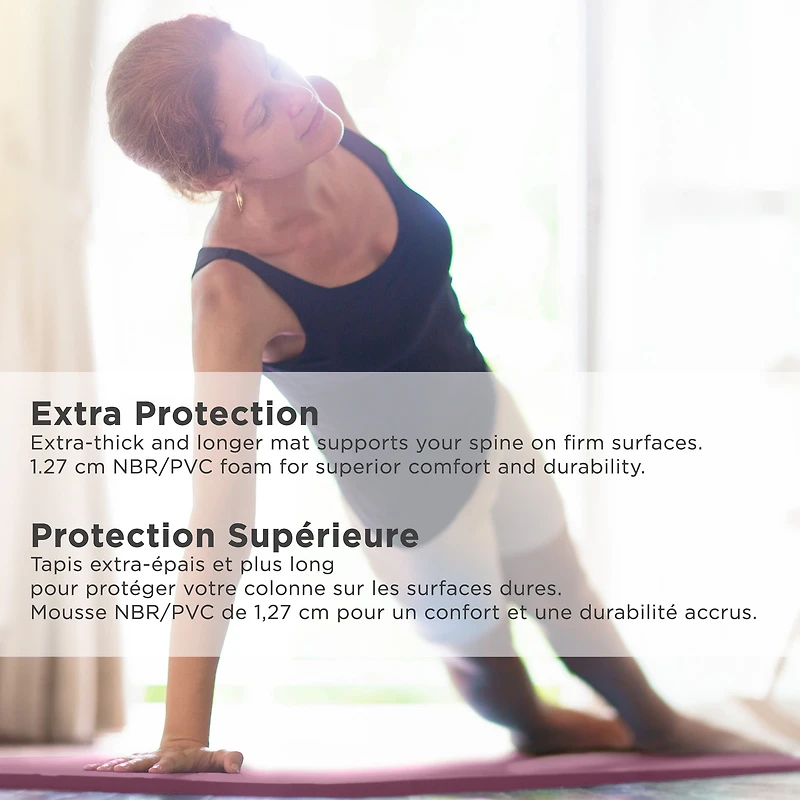 PurAthletics Extra Thick and Long NBR Mat - Dusty Rose