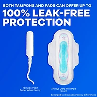 Tampax Pearl Tampons, with LeakGuard Braid, Regular Absorbency, Unscented, 50CT