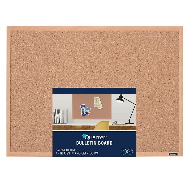 Quartet Natural Cork Bulletin Board with Maple Frame