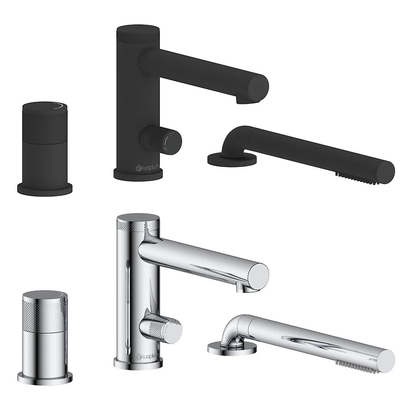 Robinet de baignoire Romaine CLAUDIA avec douche à main d'akuaplus® en laiton solide, 3 pièces.